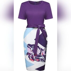 Nhicdns Purple Women's Bodycon Dress Midi Size M